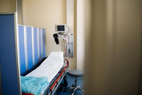 Interior view of operating room without any people or doctors Stock Photos