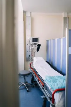 Interior view of operating room without any people or doctors Stock Photos
