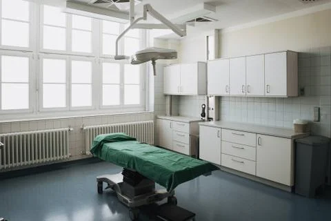 Interior view of operating room without any people or doctors Stock Photos