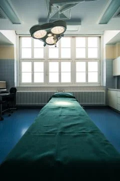 Interior view of operating room without any people or doctors Stock Photos