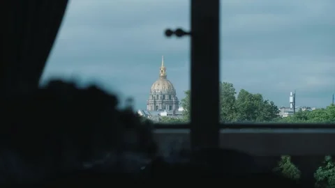 Interior view out of the window to the dome of the panthéon in Paris Stock Footage 279051536