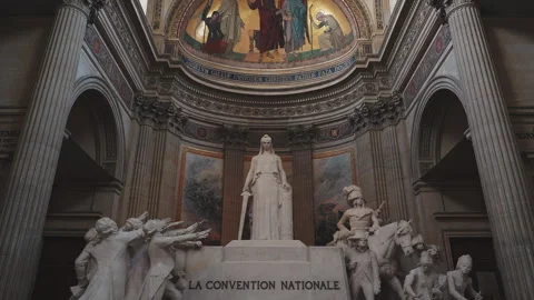 Interior view of Pantheon and National Convention monument in Paris, 4K Видео 344972843