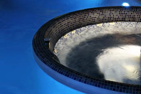 Interior view of the pool and jacuzzi. Stock Photos