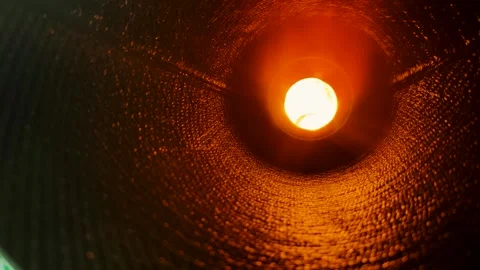 Interior view of a powerful rocket engine showcasing fiery combustion chamber Stock Footage 306296460