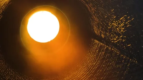 Interior view of a powerful rocket engine showcasing fiery combustion chamber Stock Footage 308012322