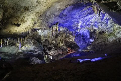 Interior View of Prometheus Cave with Lights Stock Photos