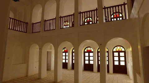 Interior view of a Qajar mansion as the camera moves, stock footage. Stock Footage 304783314