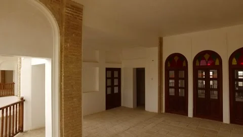 Interior view of a Qajar mansion highlighting, stock footage. Stock Footage 304783284