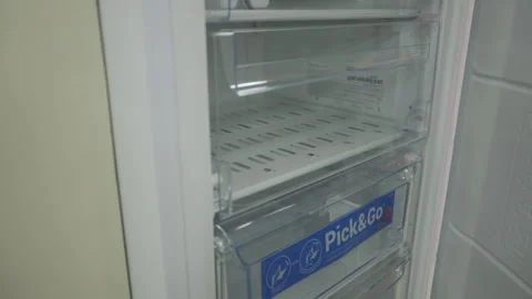 Interior view of a refrigerator with transparent drawers Stock Footage 297651788