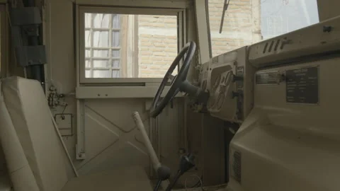 Interior view of a rugged military tactical vehicle Stock-Footage 335732338