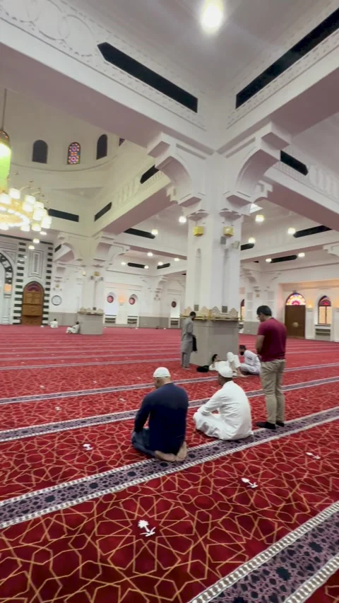Interior View of the Sacred Al Fath Mosque Stock Footage 346190913