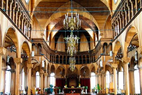 Interior view to Saint Peter and Paul Cathedral, Paramaribo, Suriname Stock Photos