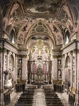 Interior view of Santa Maria di Nazareth, a Roman Catholic Carmelite church. It Ilustración de archivo
