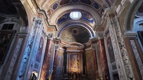 Interior view of Santa Maria in Monticelli church in Rome Italy Stock Footage 336797617