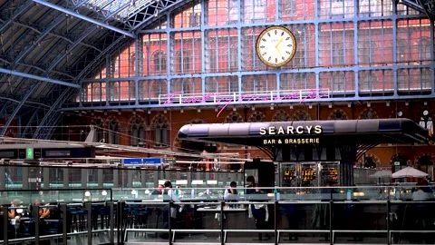 Interior View of Searcys Bar at St Pancras International Stock Footage 337583624