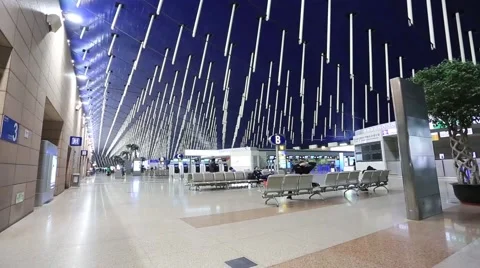 Interior view of Shanghai Pudong International Airport Stock Footage 59140403