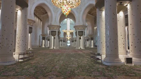 Interior View of Sheikh Zayed Grand Mosque, Abu Dhabi Stock Footage 327329905