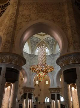 Interior view to Sheikh Zayed Mosque, Abu-Dhabi, UAE Foto stock