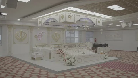 Interior view of a Sikh temple showcasing ornate decorations and a beautiful Stock-Footage 316302005