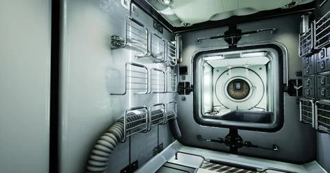 Interior view of a sleeping module on the International Space Station Stock Illustration