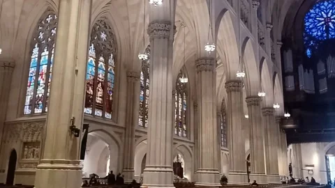 Interior view of st patrick's cathedral in new york Stock Footage 198307128