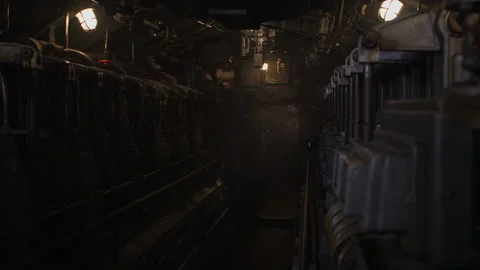 Interior view of submarine engine room - Reenactment Stock Footage 202910147
