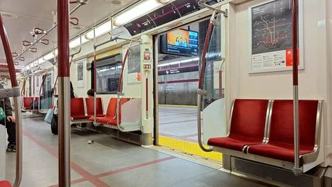 Interior View of a Subway Train in Toronto, Canada Stock Photos