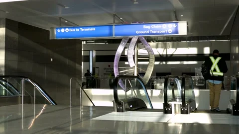 Interior View of Tom Bradley International Terminal's West Gates at LAX Airport Stock Footage 220033423