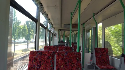 Interior view of Tram in Germany Stock Footage 94492008