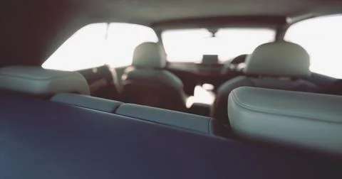 Interior view of a vehicle with soft leather seats and clear windows Stock Illustration