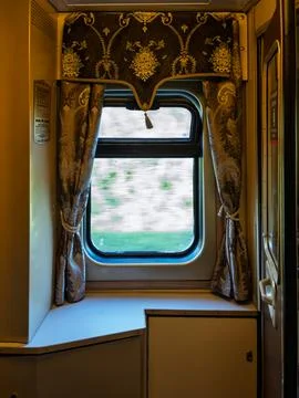 Interior View of a Vintage Russian Train to Saint Petersburg Stock Photos