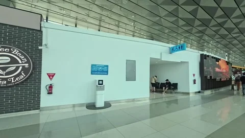 Interior view of the waiting room at Terminal 3 of Soekarno Hatta Airport Stock Footage 333546419