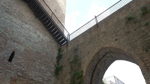 Interior view of the walls of a restored medieval city Stock Footage 96432450