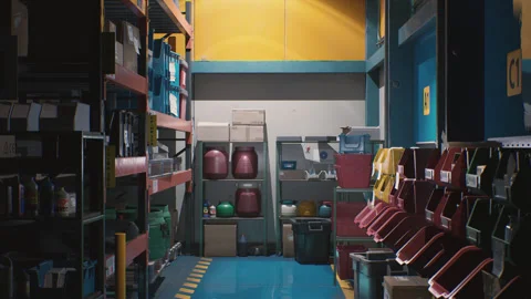 Interior view in a warehouse. a 3d storage warehouse with boxes on the shelves Stock-Footage 278511212