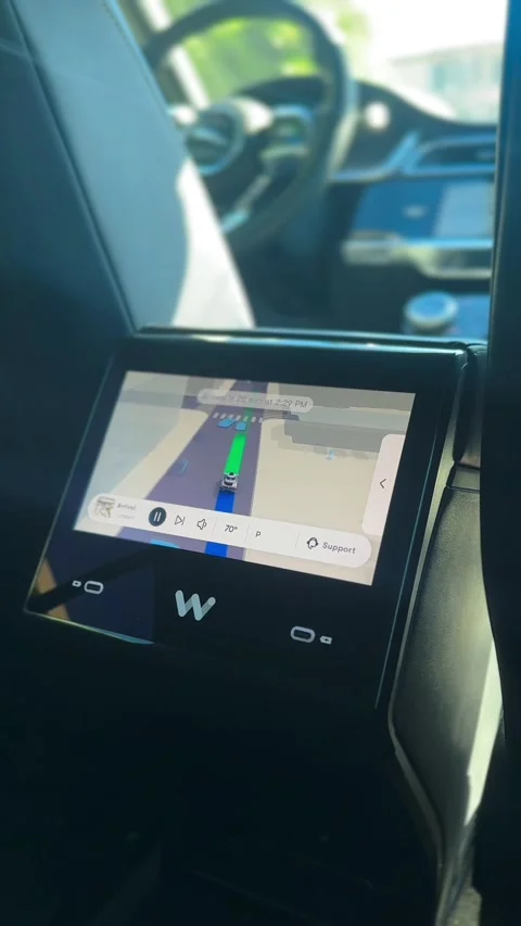 The interior view from a Waymo Self Driving taxi in San Francisco Video stock 332722155