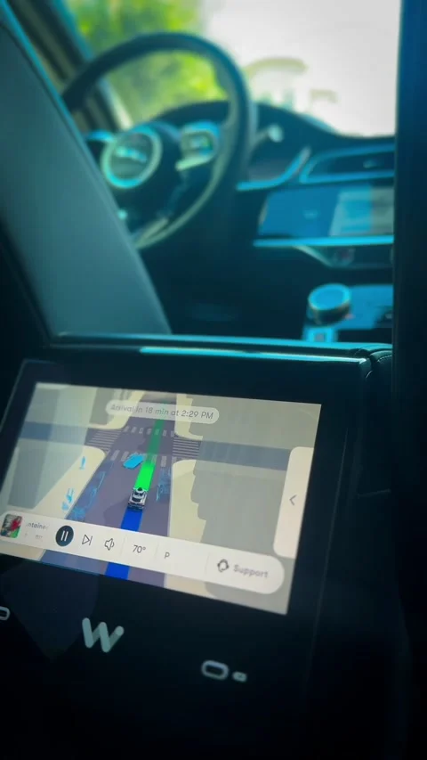 The interior view from a Waymo Self Driving taxi in San Francisco Video stock 332722199