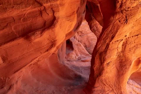 Interior view of windstone arch or fire cave in Valley of Fire State Park i.. Stock Photos