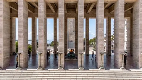 Interior view from within the propylaea of Monument to the Flag, showing stone c Stock Photos