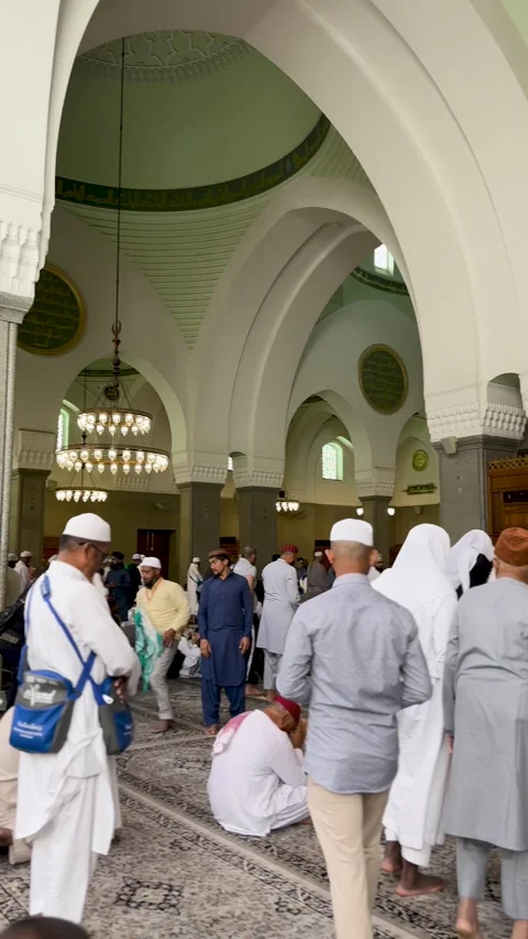 Interior View of Worshippers Inside Masjid Quba Stock Footage 344060399
