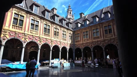 Interior views of Vieille Bourse building in Lille France Stockbeeldmateriaal 344587735