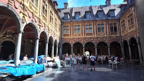 Interior views of Vieille Bourse building in Lille France Stockbeeldmateriaal 344587738