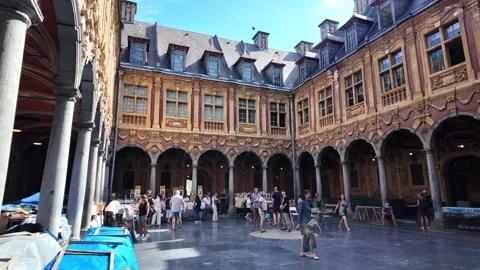 Interior views of Vieille Bourse building in Lille France 動画素材 344587759