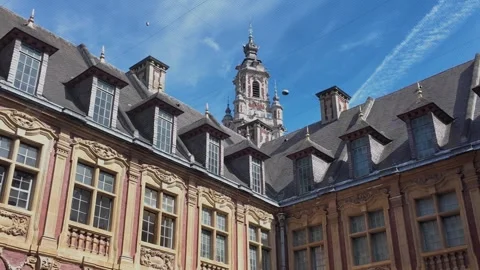 Interior views of Vieille Bourse building in Lille France Stock Footage 344587763