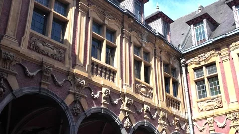 Interior views of Vieille Bourse building in Lille France Stock-Footage 344587775
