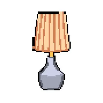 Interior vintage table lamp pixel art vector illustration Stock Illustration