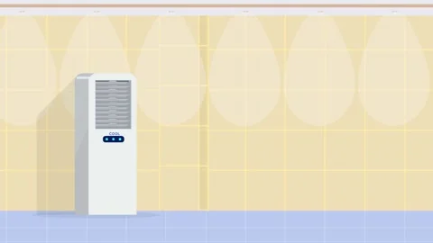 Interior wall with air cooler and tiled floor background Stock Footage 340471679