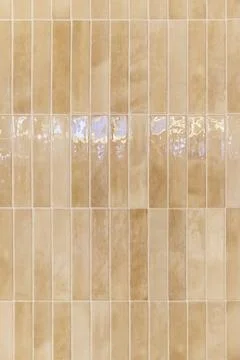 The interior wall cladding material is light brown, natural-patterned glaze.. Stock Photos