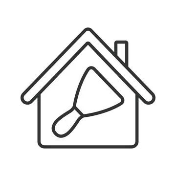 Interior wall plastering icon in line design. interior wall plastering, interior Stock Illustration