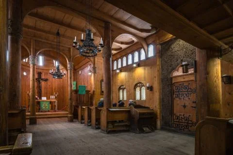 Interior of the Wang Temple in Karpacz Stock Photos
