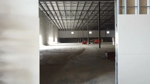 Interior Warehouse under Construction Stock Footage 158895696